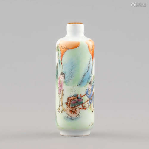 十九世紀 粉彩人物鼻煙壺A Chinese famille rose snuff bottle, ...