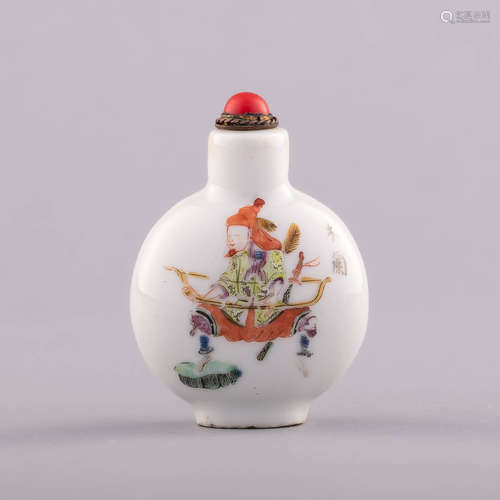 清道光 粉彩木蘭鼻煙壺A Chinese famille rose snuff bottle, Da...