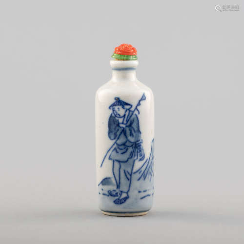 十九世紀 青花人物鼻煙壺A Chinese blue and white snuff bottle...
