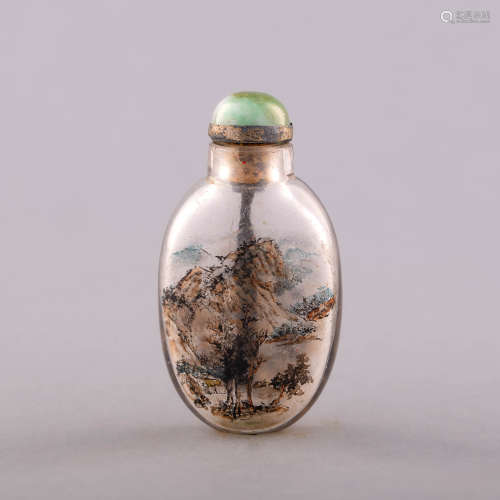 十九世紀 內畫山水鼻煙壺A Chinese inside-painted snuff bottle...