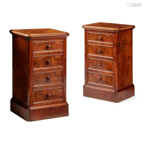PAIR OF WALNUT BEDSIDE CHESTS 19TH CENTURY WITH ALTERATIONS