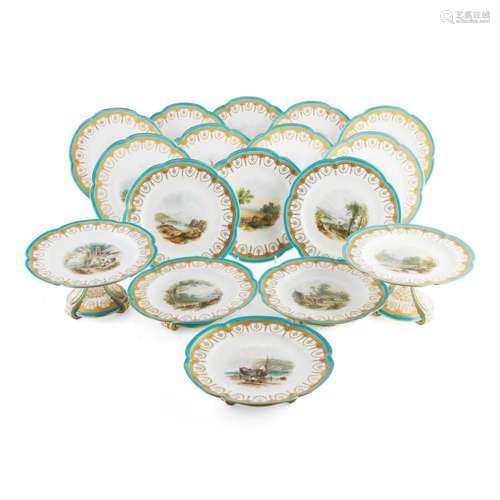 MINTON TOPOGRAPHICAL DESSERT SERVICE MID 19TH CENTURY