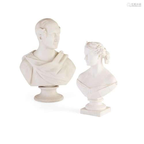 TWO PARIAN BUSTS OF PRINCE ALBERT AND QUEEN VICTORIA LATE 19...
