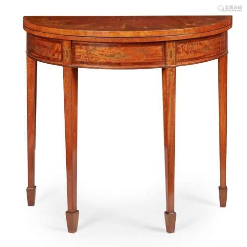 GEORGIAN STYLE MAHOGANY AND SATINWOOD INLAID CARD TABLE LATE...