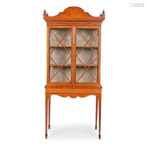VICTORIAN SHERATON REVIVAL SATINWOOD DISPLAY CABINET LATE 19...