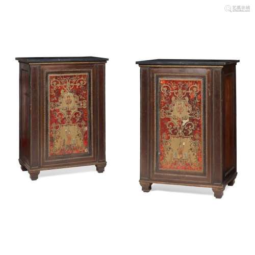 Y PAIR OF FRENCH BOULLE MARQUETRY AND EBONISED MEUBLES D APP...