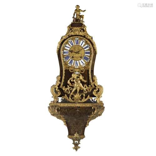 FRENCH RÉGENCE BOULLE MARQUETRY BRACKET CLOCK AND BRACKET, L...