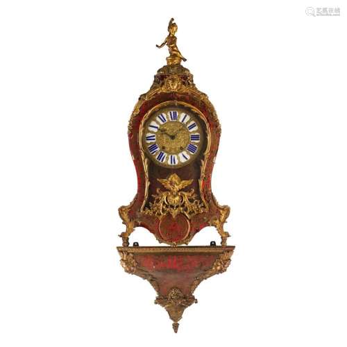 Y FRENCH RED TORTOISESHELL AND BOULLE MARQUETRY BRACKET CLOC...
