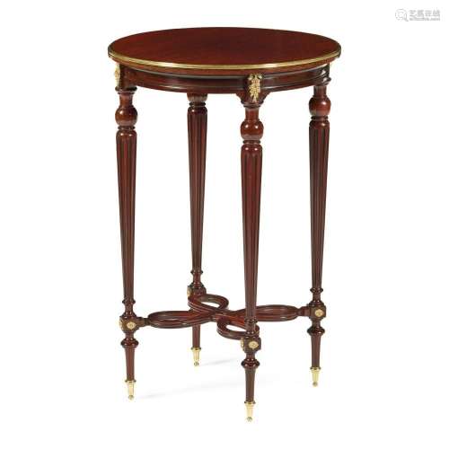 LOUIS XVI STYLE MAHOGANY AND BRASS MOUNTED GUERIDON IN THE M...