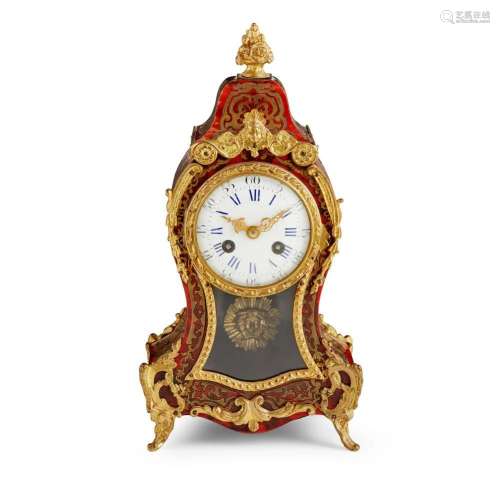 Y FRENCH RED TORTOISESHELL BOULLE MARQUETRY MANTEL CLOCK 19T...