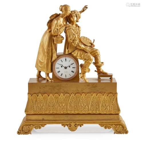 FRENCH EMPIRE GILT BRONZE MANTEL CLOCK EARLY 19TH CENTURY