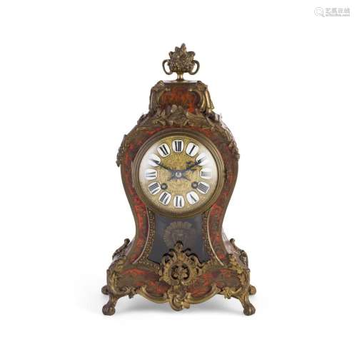 Y FRENCH RED TORTOISESHELL BOULLE MARQUETRY MANTEL CLOCK 19T...