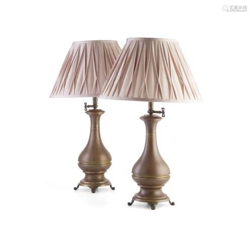 PAIR OF FRENCH BRONZE MODERATOR LAMPS 19TH CENTURY