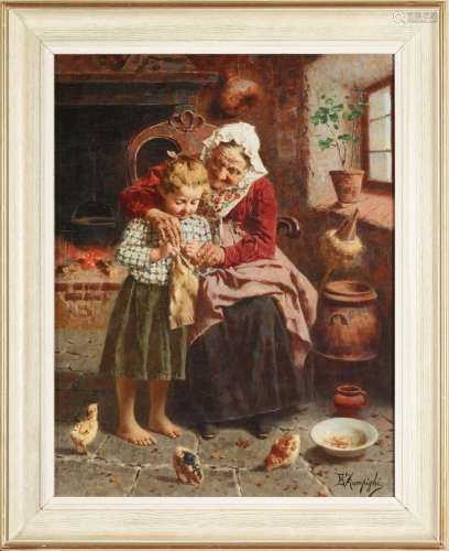 EUGENIO ZAMPIGHI (ITALIAN 1859-1944) GRANNY S DARLING