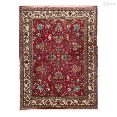 TABRIZ CARPET, SIGNED JAVAN AMIR KHIZ NORTHWEST PERSIA, EARL...