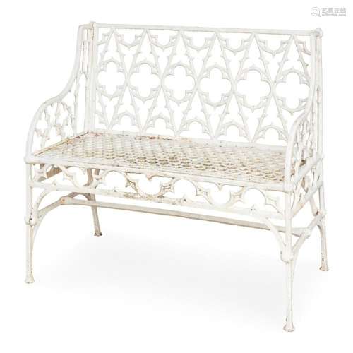 VICTORIAN CAST IRON  GOTHIC  TWO SEAT GARDEN BENCH, PROBABLY...