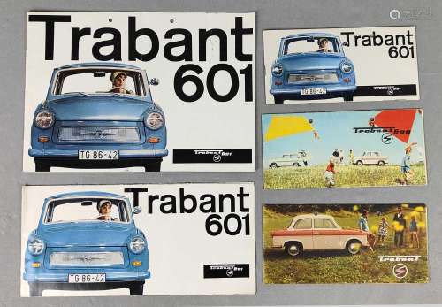 5 Trabant 600 und 601 Prospekte 1950/60er Jahre