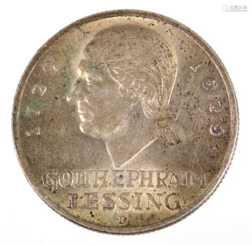 3 Reichsmark Lessing 1929 D