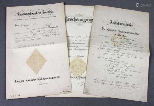 3 regionale Dokumente Zwickau 1887/1900