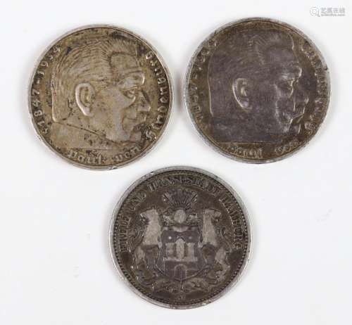3 Münzen 1876/1936