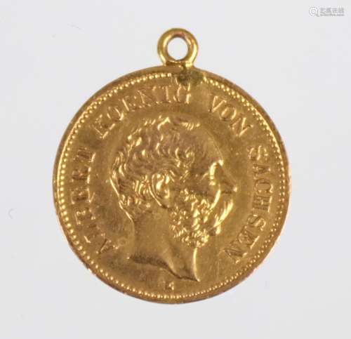 Gold - 5 Mark Albert von Sachsen 1877 E
