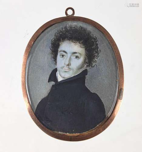 Miniatur Portrait im Goldrahmen um 1830