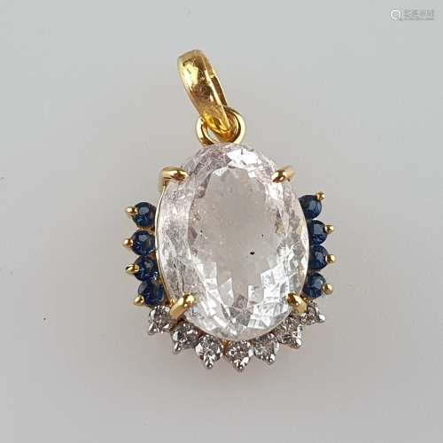 Beryllanhänger mit Diamanten - 14 Kt.-Gelbgold (585/000)
