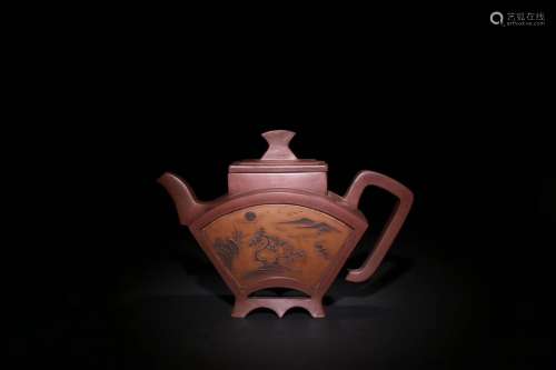 清代 山水意境紫砂茶壶