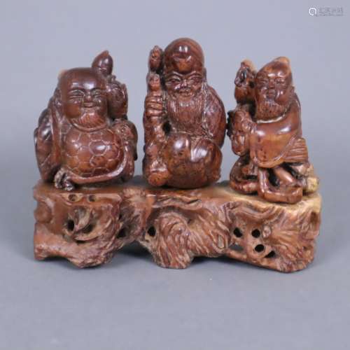Holzschnitzerei mit drei Unsterblichen - China