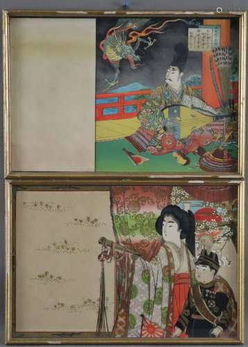 Zwei japanische Farbdrucke - um 1900