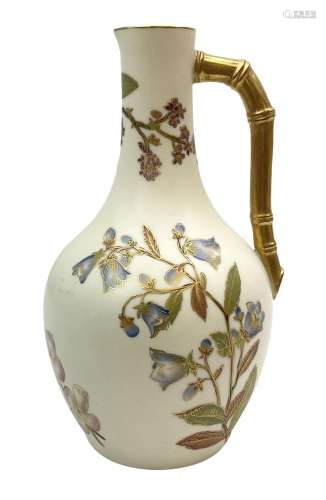 Late 19th century Royal Worcester blush ivory ewer decorated...