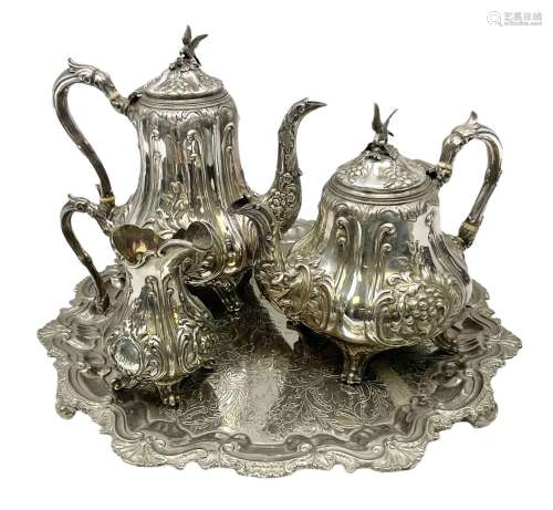 Victorian four piece silver plated tea service