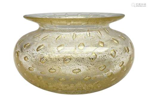 Cenedese Murano glass bowl filled with gold leaf and bubble ...