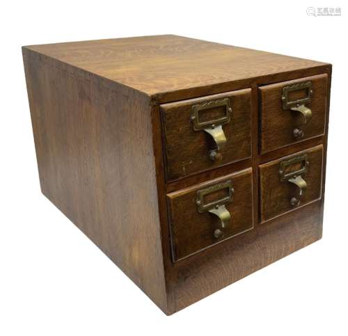 Early/mid 20th century oak four drawer library card index ca...