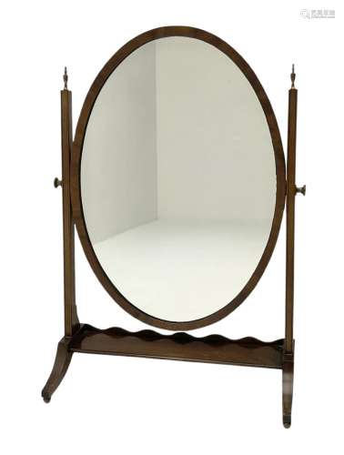 Mahogany framed Georgian style oval dressing table mirror