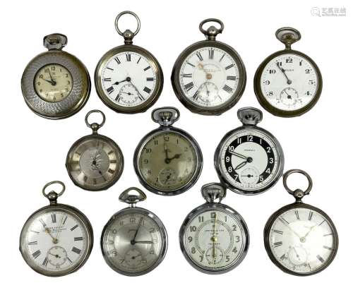 Five Victorian silver lever and cylinder pocket watches incl...
