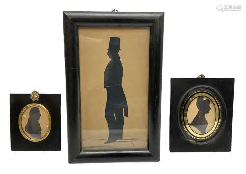Three framed 19th century silhouettes with Hull ship owning ...