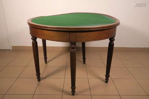 Table demi-lune n acajou et placag