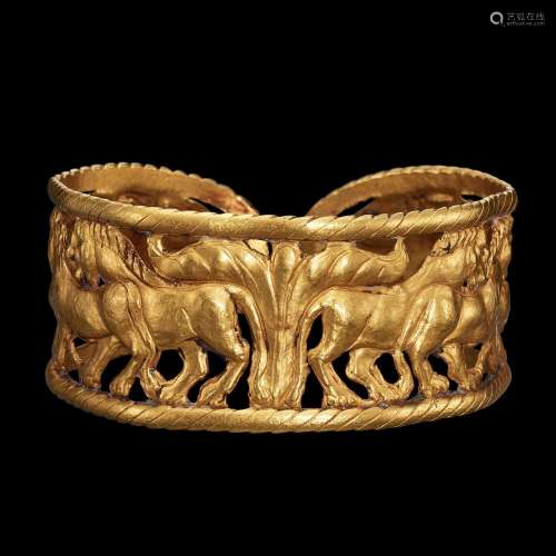 . Gold armlet decorated with Steppe culture narrative Northw...