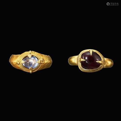 . Two gem-set rings Khmer, 7th - 12th century | 高棉 七至十二...