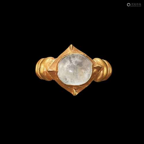 . A gold and crystal ring Central Java, Indonesia, 8th - 10t...