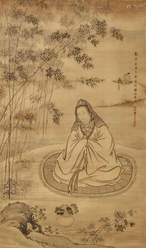 CUI QIN (1841-1915)    Guanyin Seated by Bamboo, 1901