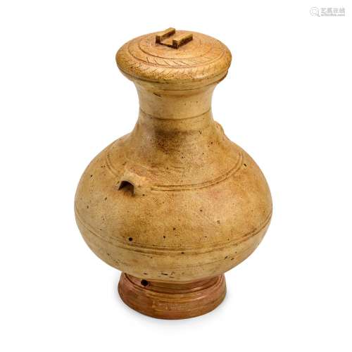 A STRAW-GLAZED EARTHENWARE HU-SHAPED JAR AND COVER Vietnam, ...