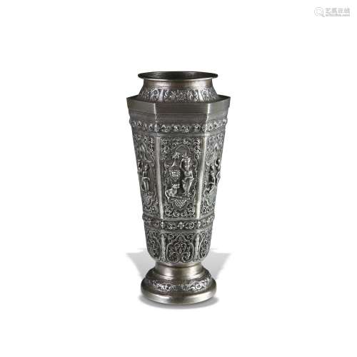 A SILVER VASE WITH SCENES FROM THE VESSANTARA JATAKA LOWER B...