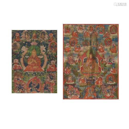 A GROUP OF TWO THANGKAS 19th century