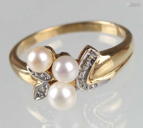 Perlen Ring mit Diamanten - GG 333