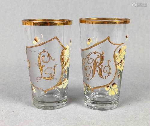 Monogramm Glas Paar 1920er Jahre