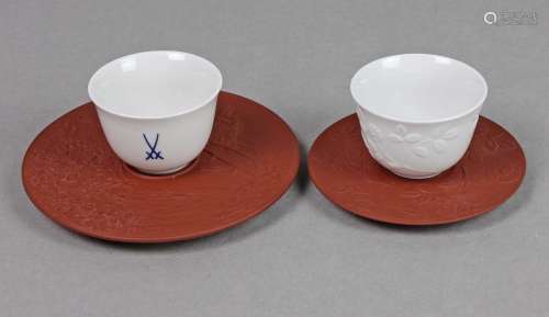 Meissen 2 Koppchen mit Böttger Teller