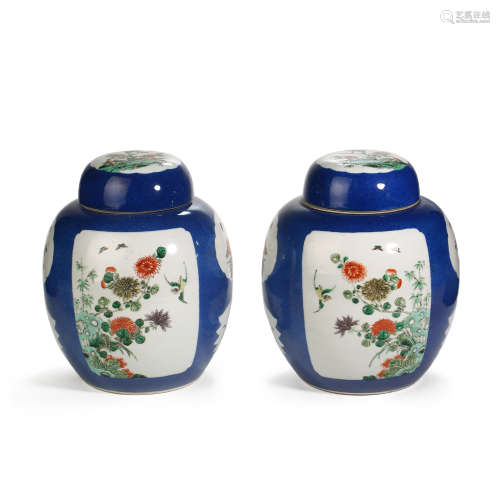 CHINESE MULTICOLORED FLOWER AND BIRD PORCELAIN LID JAR, QING...