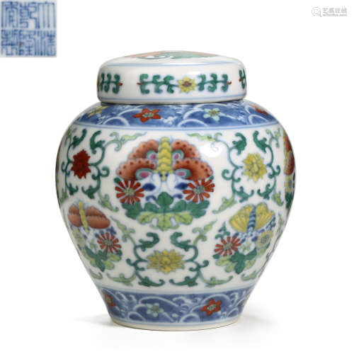 CHINESE, QING DYNASTY QIANLONG YEAR DOUCAI TUANHUA CHRYSANTH...